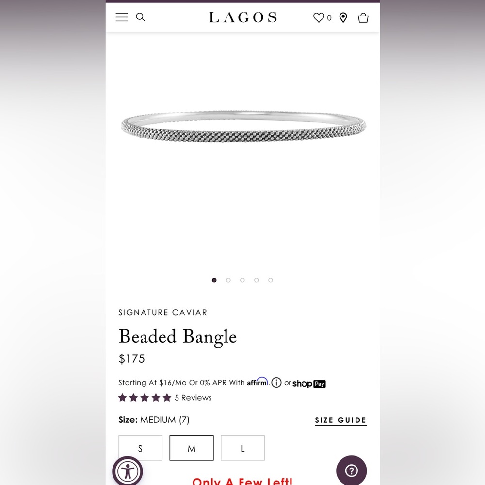 Authentic Lagos signature caviar beaded bangle, gently worn.